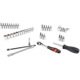 Set capete diverse cu cheie, sertar TIP A (385x150 mm) pentru dulap mobil, 1/4", 4-14 mm, 44 elemente, RICHMANN EXCLUSIVE