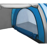 Cort camping, 4 persoane, cu plasa tantari, husa, albastru si gri, 400x140x210 cm, Isotrade
