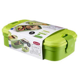 Cutie/caserola alimente, plastic, etansa, cu tacamuri, verde, 1.3 L, 23x13x7 cm, Curver