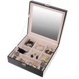 Cutie pentru bijuterii, cu oglinda, negru, 25.5x25.5x9 cm