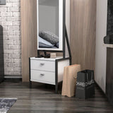 Dulap cu oglinda pentru bijuterii, pal melaminat, 4 rafturi, 2 sertare, alb, 41x35x170 cm, Moving Mirror, Minar