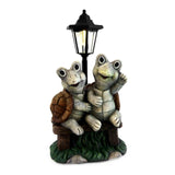 Decoratiune gradina, ceramica, lampa solara, broscute cu felinar, 24.5x17x30 cm