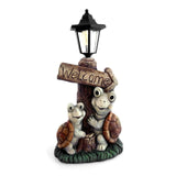 Decoratiune gradina, ceramica, lampa solara, broaste testoase, 23.5x16x33 cm