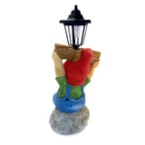 Decoratiune gradina, ceramica, lampa solara, pitic cu felinar si tablita welcome, 22x21.5x41 cm