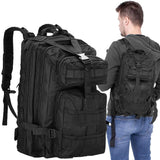 Ghiozdan/rucsac tactic, 4 compartimente, model Survival, camuflaj, negru, 23x24x42 cm, Springos