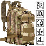 Ghiozdan/rucsac tactic, 4 compartimente, model Survival, camuflaj, verde, 23x24x42 cm, Springos