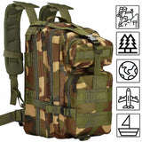 Ghiozdan/rucsac tactic, 4 compartimente, model Survival, camuflaj, verde si maro, 23x24x42 cm, Springos