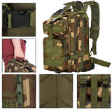 Ghiozdan/rucsac tactic, 4 compartimente, model Survival, camuflaj, verde si maro, 23x24x42 cm, Springos