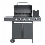 Gratar gradina, grill dreptunghiular, cu gaz, 4+1 arzatoare, cu roti, capac, 120x53x110 cm, BBQ Gordon