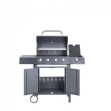 Gratar gradina, grill dreptunghiular, cu gaz, 4+1 arzatoare, cu roti, capac, 120x53x110 cm, BBQ Gordon