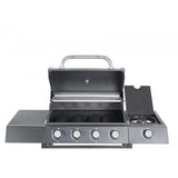 Gratar gradina, grill dreptunghiular, cu gaz, 4+1 arzatoare, cu roti, capac, 120x53x110 cm, BBQ Gordon