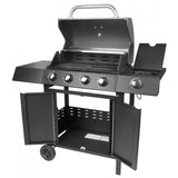 Gratar gradina, grill dreptunghiular, cu gaz, 4+1 arzatoare, cu roti, capac, 120x53x110 cm, BBQ Gordon