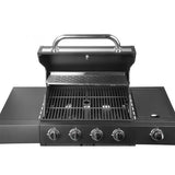 Gratar gradina, grill dreptunghiular, cu gaz, 4+1 arzatoare, cu roti, capac, 120x53x110 cm, BBQ Gordon