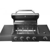 Gratar gradina, grill dreptunghiular, cu gaz, 4+1 arzatoare, cu roti, capac, 120x53x110 cm, BBQ Gordon