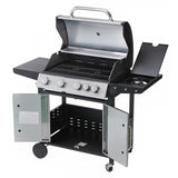 Gratar gradina, grill dreptunghiular, cu gaz, 4+1 arzatoare, cu roti, capac, 131x57x110 cm, BBQ Manresa