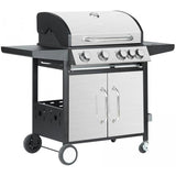 Gratar gradina, grill dreptunghiular, cu gaz, 4+1 arzatoare, cu roti, capac, 131x57x110 cm, BBQ Manresa