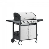 Gratar gradina, grill dreptunghiular, cu gaz, 4+1 arzatoare, cu roti, capac, 131x57x110 cm, BBQ Manresa