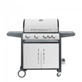 Gratar gradina, grill dreptunghiular, cu gaz, 4+1 arzatoare, cu roti, capac, 131x57x110 cm, BBQ Manresa