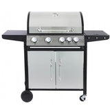 Gratar gradina, grill dreptunghiular, cu gaz, 4+1 arzatoare, cu roti, capac, 131x57x110 cm, BBQ Manresa