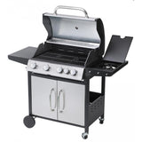 Gratar gradina, grill dreptunghiular, cu gaz, 4+1 arzatoare, cu roti, capac, 131x57x110 cm, BBQ Manresa