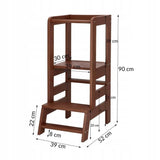 Inaltator multifunctional/ajutor de bucatarie pentru copii, ajustabil, lemn, maro, 39x52x90 cm, Springos