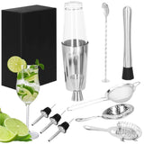 Kit pentru barmani, cocktail shaker, inox, set 11 piese, 700/400 ml, Springos