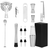 Kit pentru barmani, cocktail shaker, inox, set 14 piese, 400/700 ml, Springos