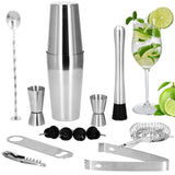 Kit pentru barmani, cocktail shaker, inox, set 14 piese, 600/750 ml, Springos