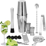 Kit pentru barmani, cocktail shaker, inox, set 14 piese, 600/750 ml, Springos