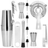 Kit pentru barmani, cocktail shaker, inox, set 14 piese, 600/750 ml, Springos