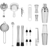 Kit pentru barmani, cocktail shaker, inox, set 18 piese, 700/400/550 ml, Springos