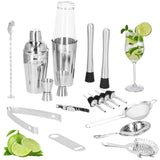 Kit pentru barmani, cocktail shaker, inox, set 18 piese, 700/400/550 ml, Springos