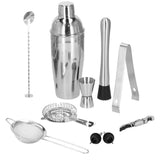 Kit pentru barmani, cocktail shaker, suport bambus, inox, set 11 piese, 750 ml, Springos