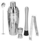 Kit pentru barmani, cocktail shaker, suport bambus, inox, set 11 piese, 750 ml, Springos