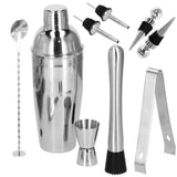 Kit pentru barmani, cocktail shaker, suport bambus, inox, set 12 piese, 750 ml, Springos