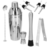 Kit pentru barmani, cocktail shaker, suport bambus, inox, set 12 piese, 750ml, Springos