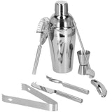 Kit pentru barmani, cocktail shaker, suport bambus, inox, set 9 piese, 550 ml, Springos