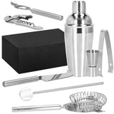 Kit pentru barmani, cocktail shaker, suport bambus, inox, set 9 piese, 550 ml, Springos