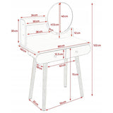 Masa de toaleta, machiaj, alba, cu oglinda, model scandinav, 80x40x122 cm, Scandi
