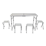 Masa plianta, camping, cu 4 scaune, aluminiu, 120x70x70 cm, Malatec