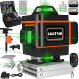 Nivela laser, verde, 360°, 4D, cu acumulator, incarcator, suport magnetic, 25 m, Bigstren