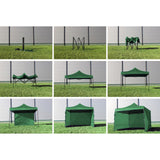 Pavilion pentru gradina/comercial, cadru metalic, 3 pereti, pliabil, verde, 3x3x3.16 m