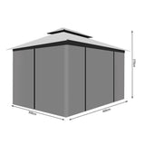 Pavilion/foisor pentru gradina/terasa, cadru metalic, impermeabil, cu plasa tantari, gri, 4x3x2.7 m