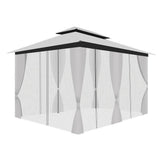 Pavilion/foisor pentru gradina/terasa, cadru metalic, impermeabil, cu plasa tantari, gri, 4x3x2.7 m