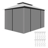 Pavilion/foisor pentru gradina/terasa, cadru metalic, impermeabil, cu plasa tantari, gri, 4x3x2.7 m