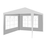 Pavilion pentru gradina/terasa, cadru metalic, 2 pereti, cu ferestre, alb, 3x3x2.5 m