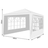 Pavilion pentru gradina/terasa, cadru metalic, 3 pereti, cu ferestre, alb, 3x3x2.5 m, Malatec