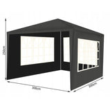 Pavilion pentru gradina/terasa, cadru metalic, 3 pereti, cu ferestre, gri, 3x3x2.5 m, Malatec