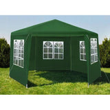 Pavilion/foisor pentru gradina/terasa, cadru metalic, 6 pereti, cu ferestre, verde, 4x4x2.6 m 