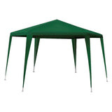 Pavilion/foisor pentru gradina/terasa, cadru metalic, 6 pereti, cu ferestre, verde, 4x4x2.6 m 